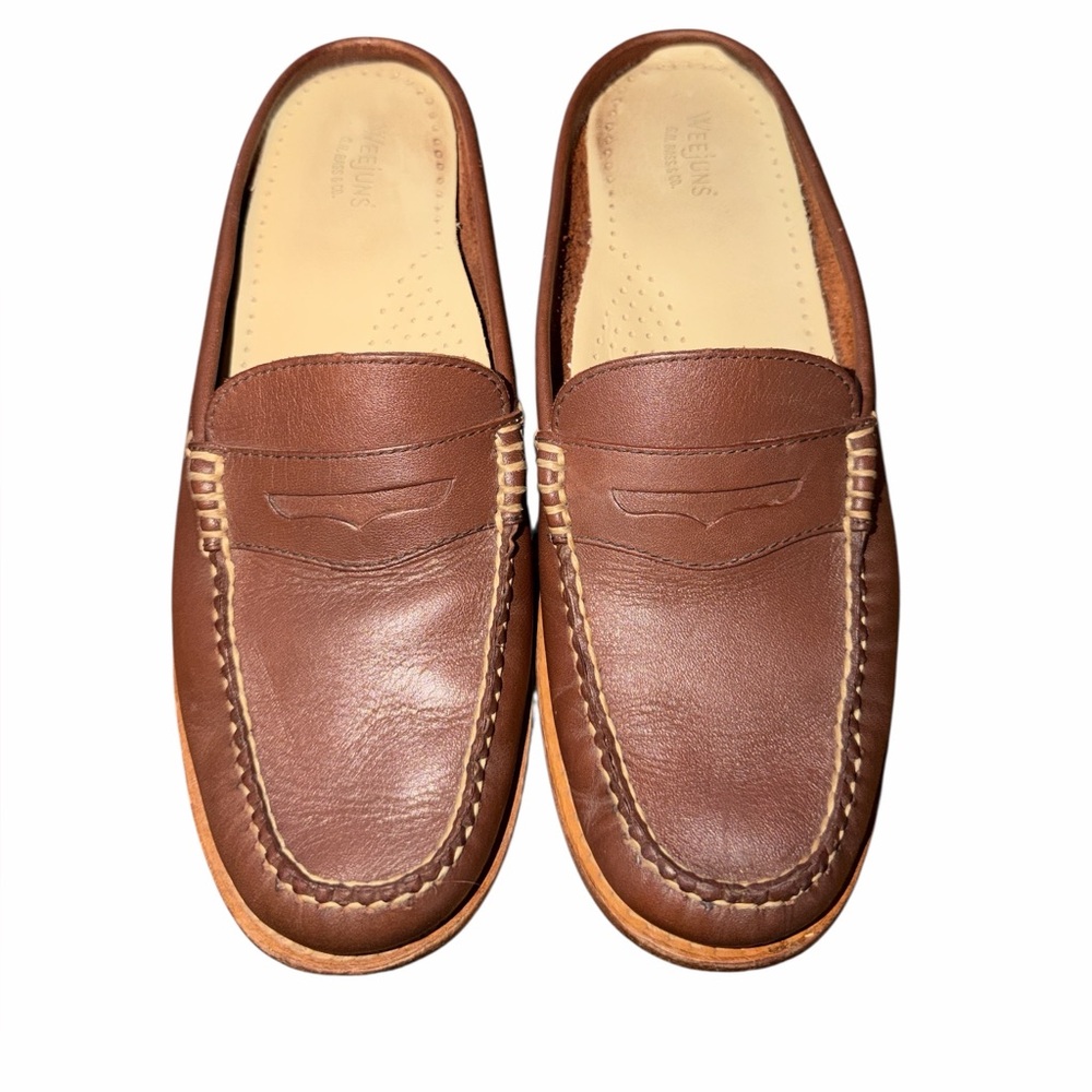 G.H. Bass & Co. Brown Leather Slip-On Clog Mules